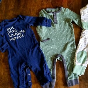 3 pk baby boys long sleeve rompers 6-9 month
